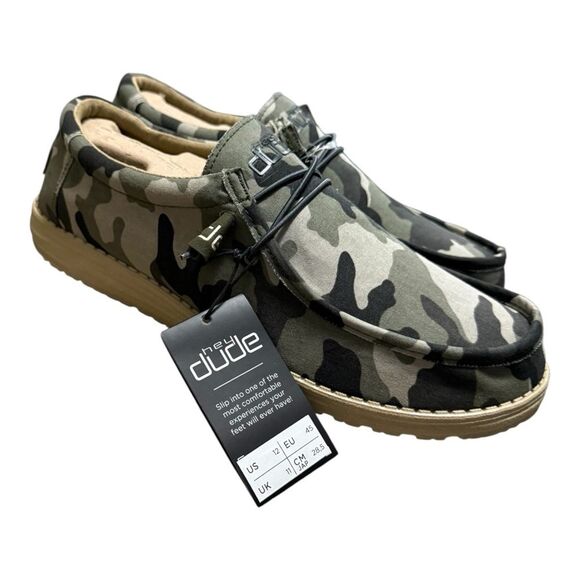 HEY DUDE Wally Shoes Sneakers Slip On Men’s Size 12 Multi Camo Camouflage NEW - Picture 1 of 9